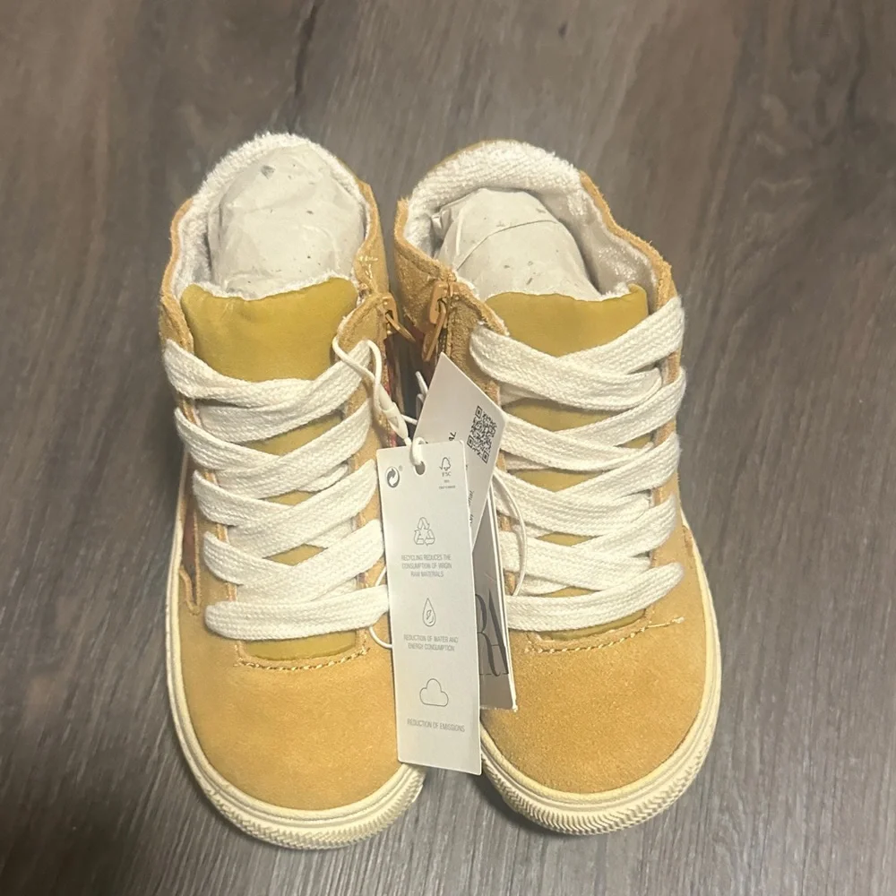 Zara Kids Mustard Floral High-Top Sneakers - Picture 5 of 5